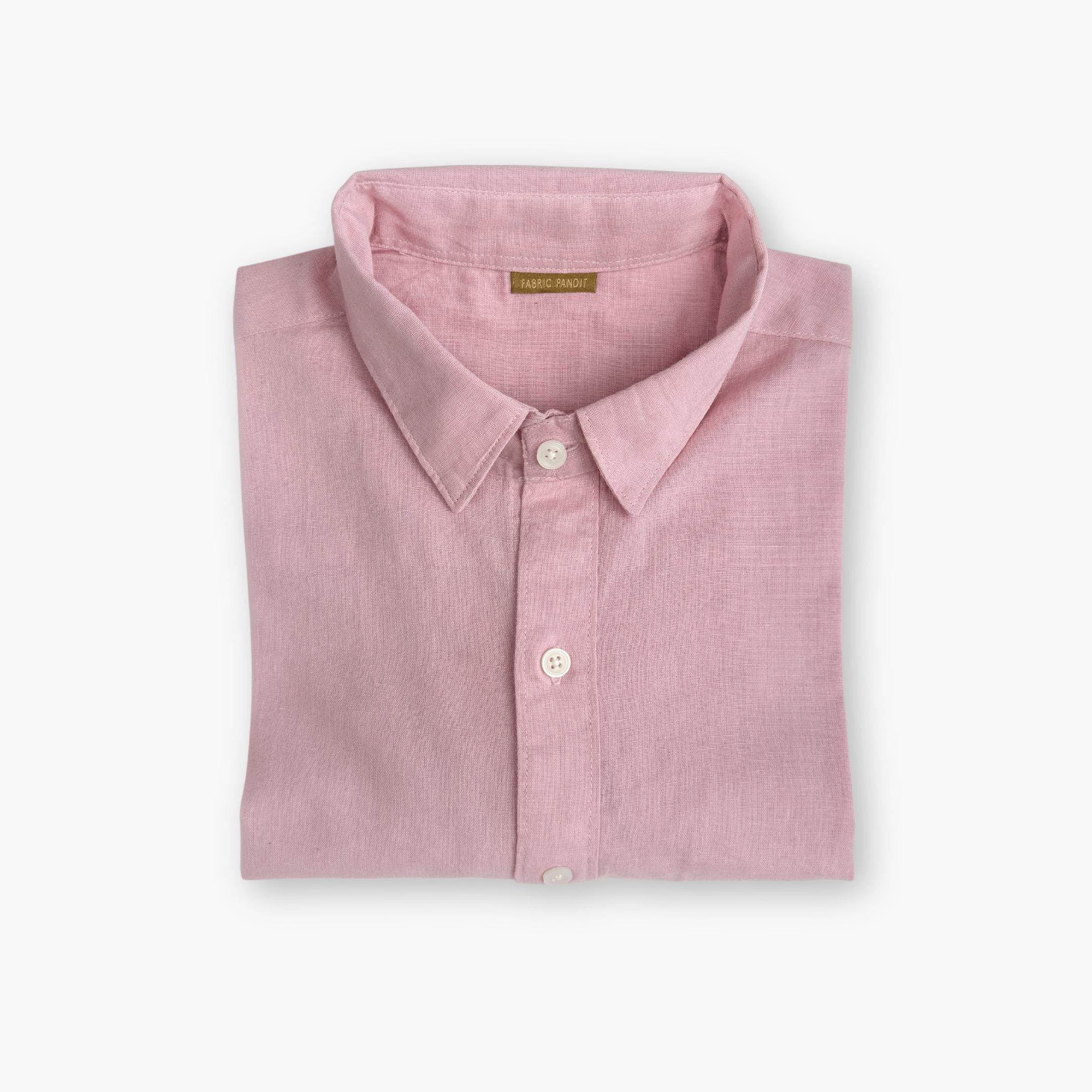 Dusty Pink Cotton Linen Men's Shirt