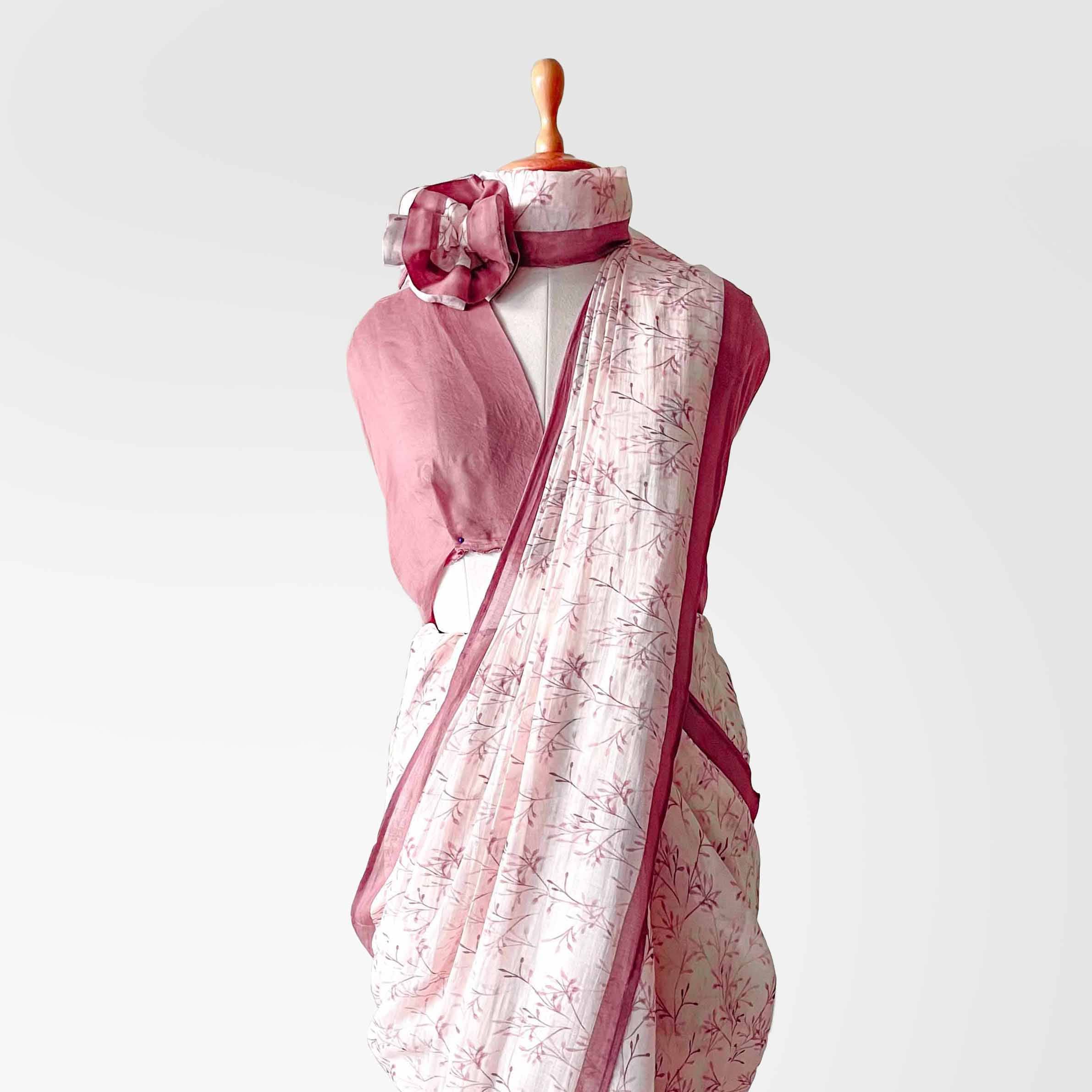Magenta Pink Munga Silk Readymade/Easy Saree main image 0