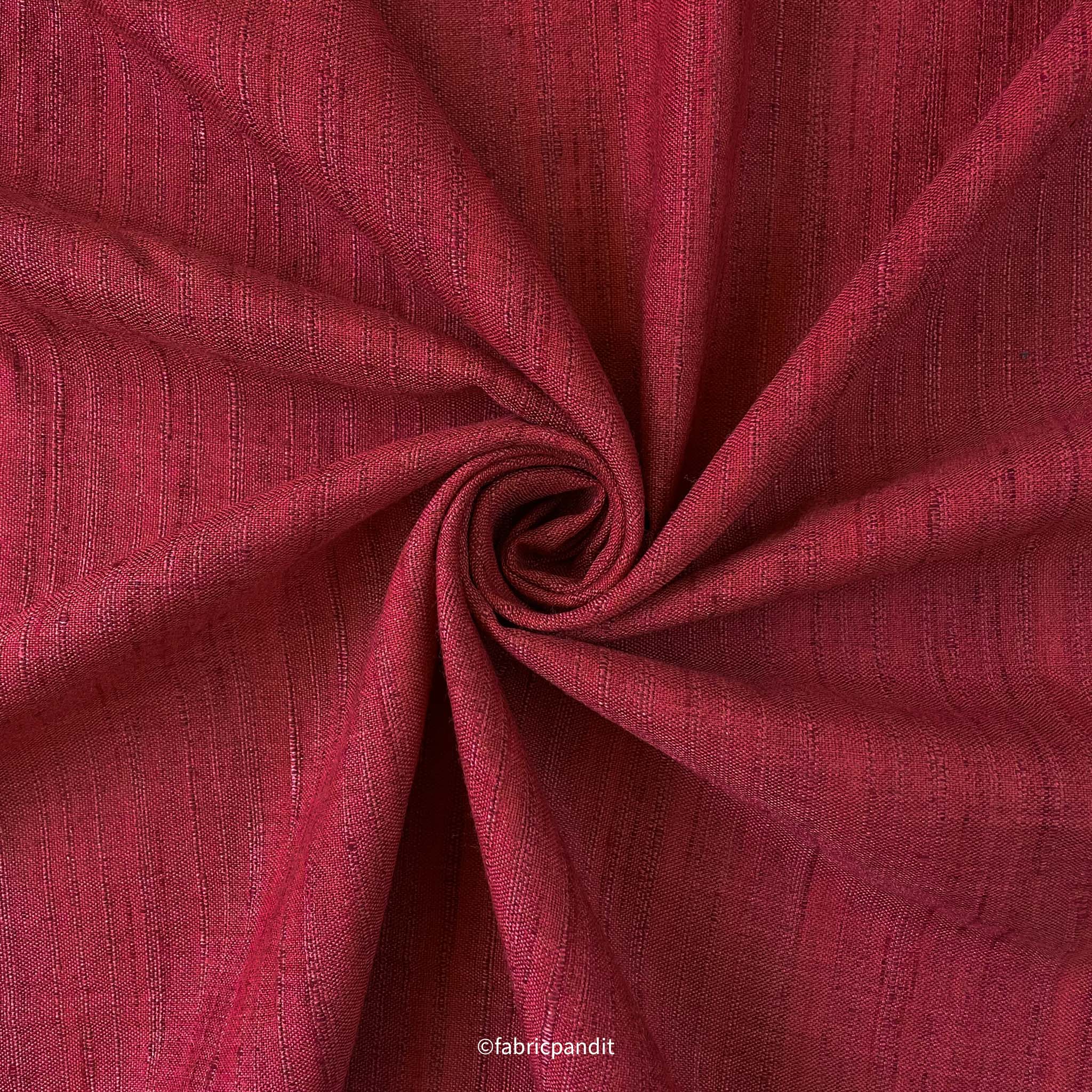 (CUT PIECE) Deep Red Color Bhagalpuri Woven Cotton Slub Kurta Fabric ( Fabric Pandit