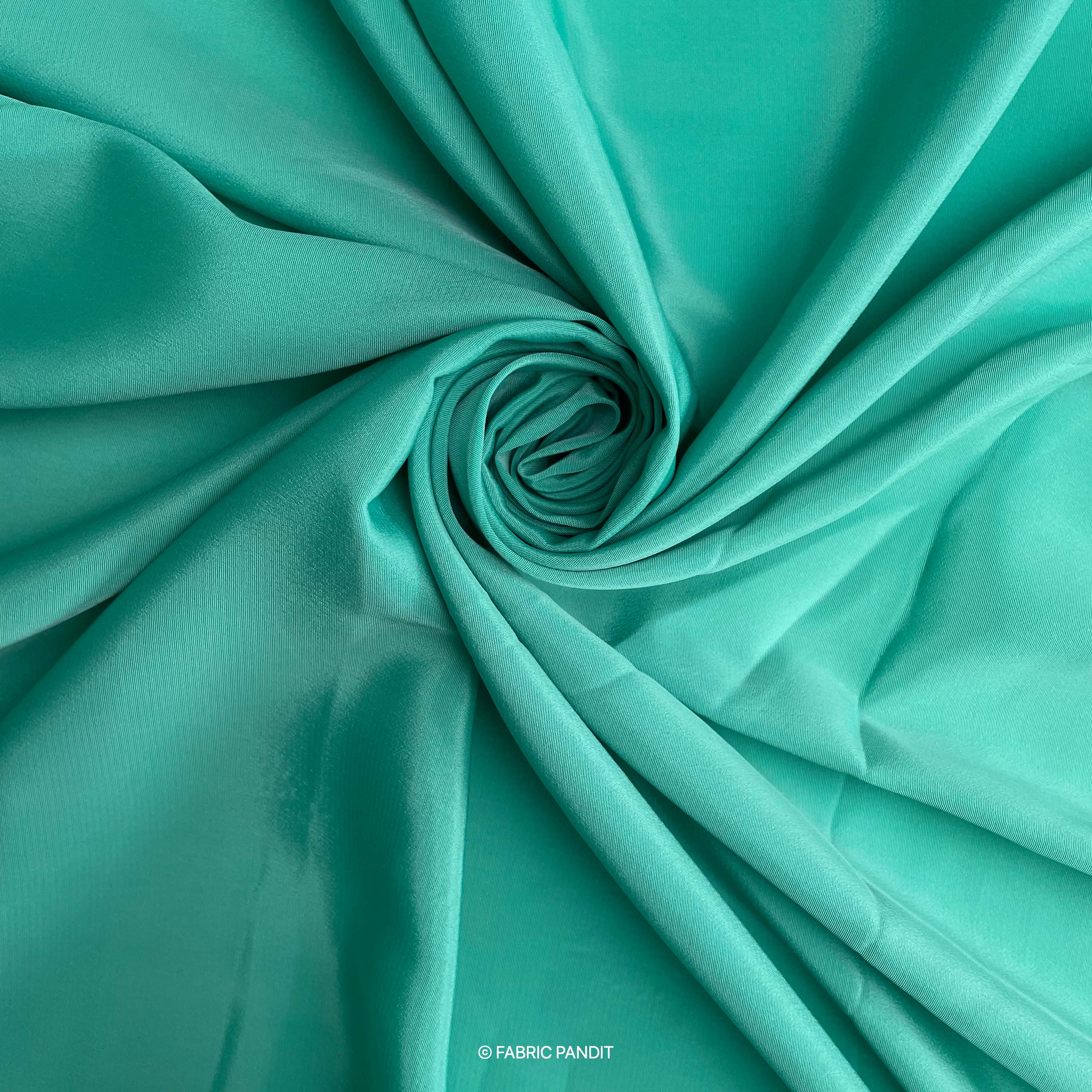 CUT PIECE) Sea Green Color Premium French Crepe Fabric (Width 44
