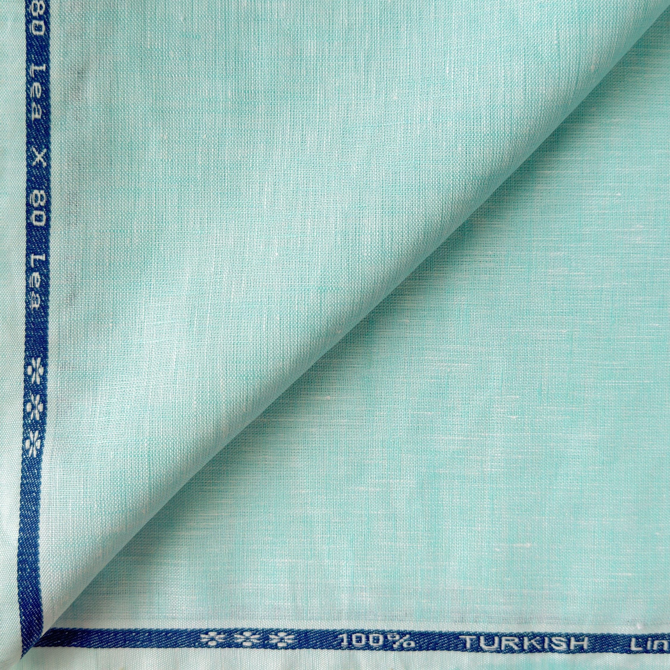 80 LEA Linen Fabric Fabric Aqua Blue 80 LEA Linen Fabric