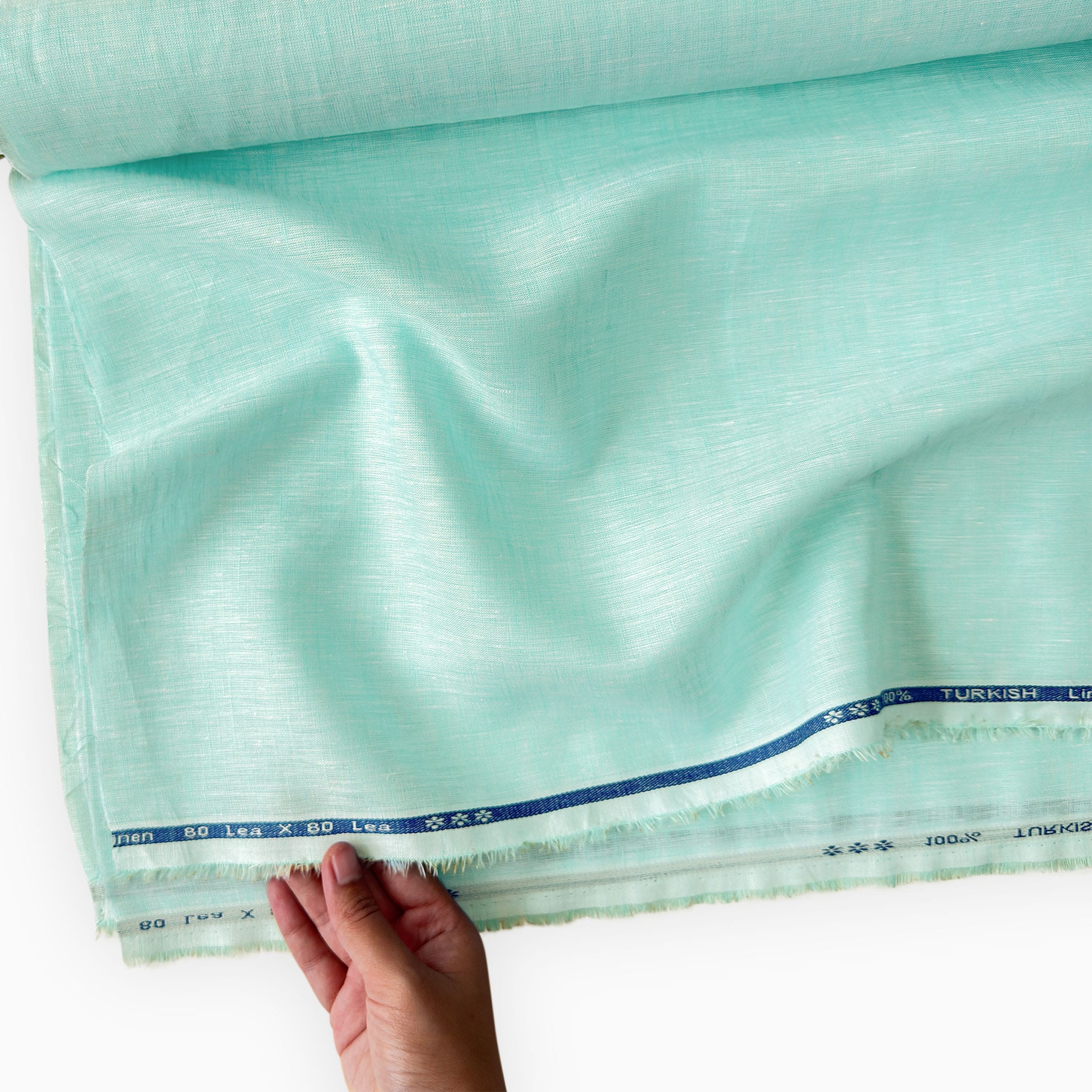 80 LEA Linen Fabric Fabric Aqua Blue 80 LEA Linen Fabric