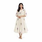 A Story With Blocks Fabric Fabric Off-White & Lilac Mul Chanderi Crush Fabric
