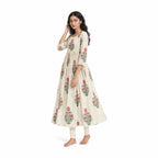 A Story With Blocks Fabric Fabric Off-White & Rani Mul Chanderi Crush Fabric