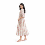 A Story With Blocks Fabric Fabric Off-White & Soft Pink Mul Chanderi Crush Fabric