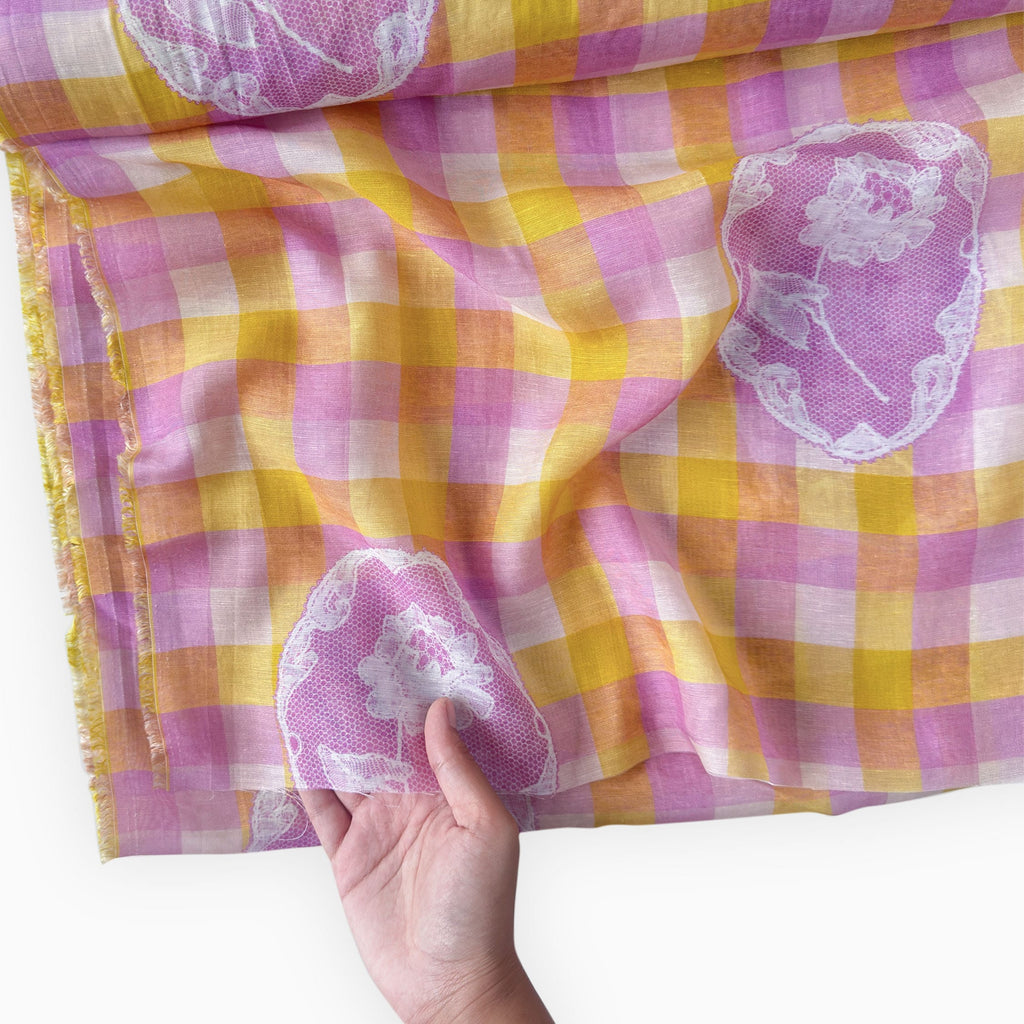After Summer Linen Fabric fabric Lilac & Yellow Linen Fabric