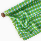 After Summer Linen Fabric fabric Lush Green & Cyan Blue Linen Fabric
