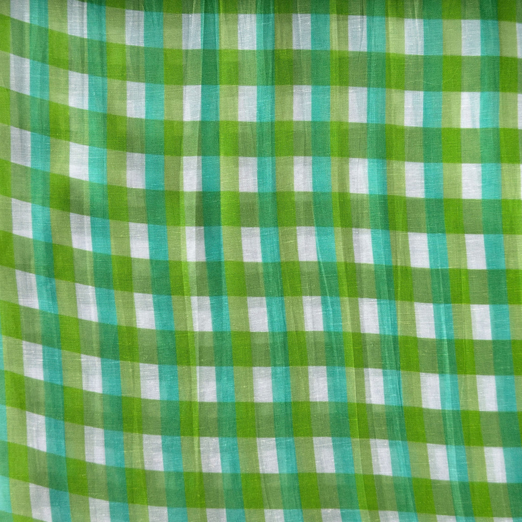 After Summer Linen Fabric fabric Lush Green & Cyan Blue Linen Fabric