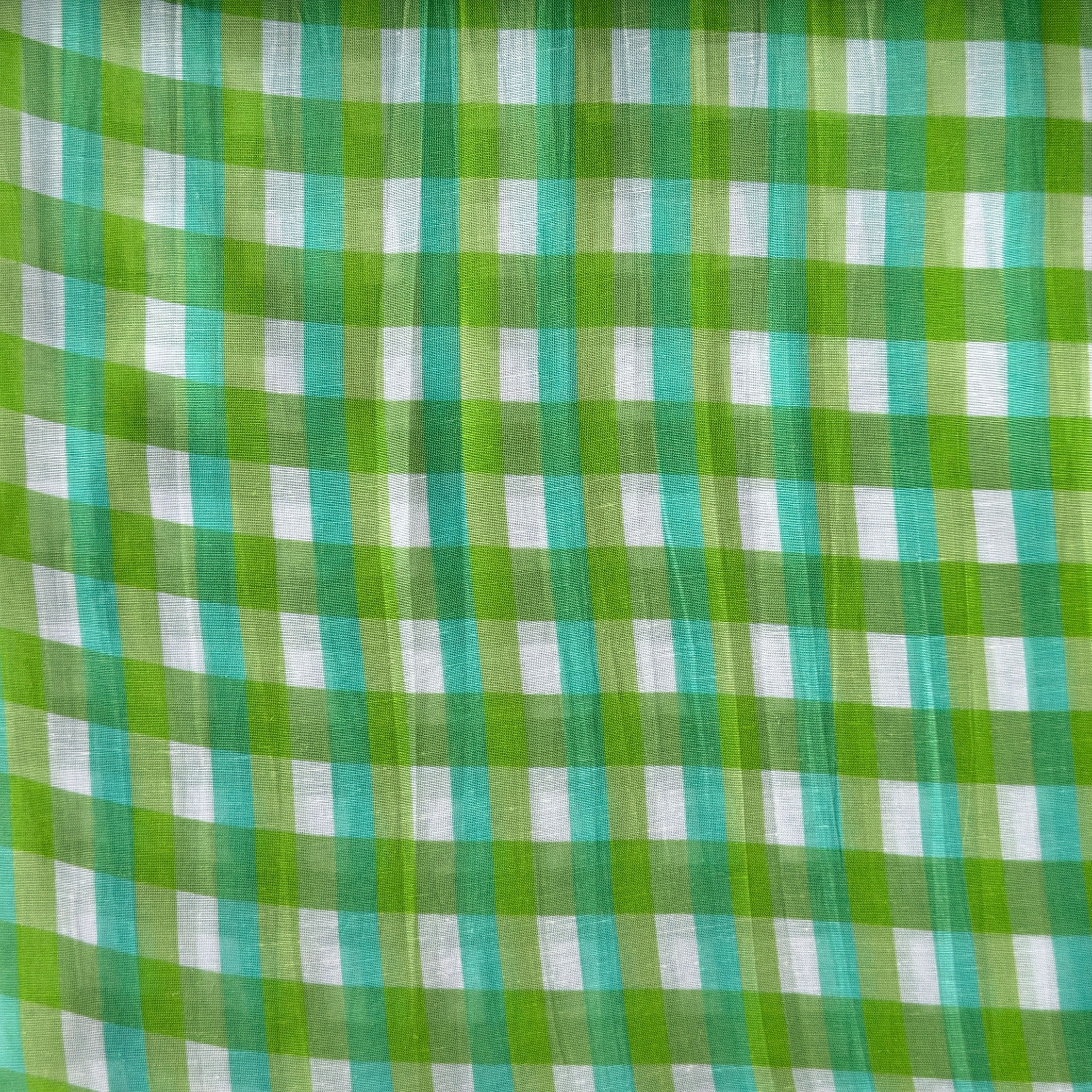 After Summer Linen Fabric fabric Lush Green & Cyan Blue Linen Fabric