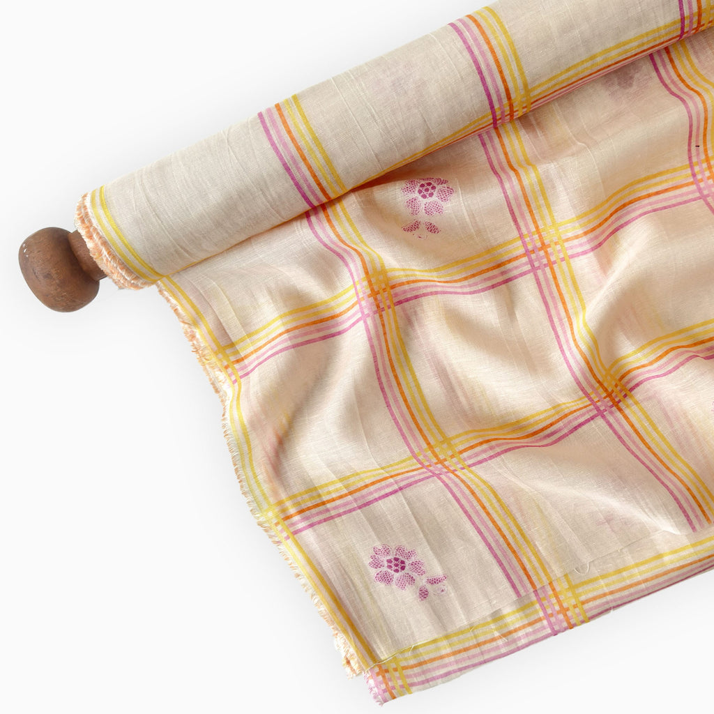 After Summer Linen Fabric fabric Peach & Yellow-Lilac Linen Fabric
