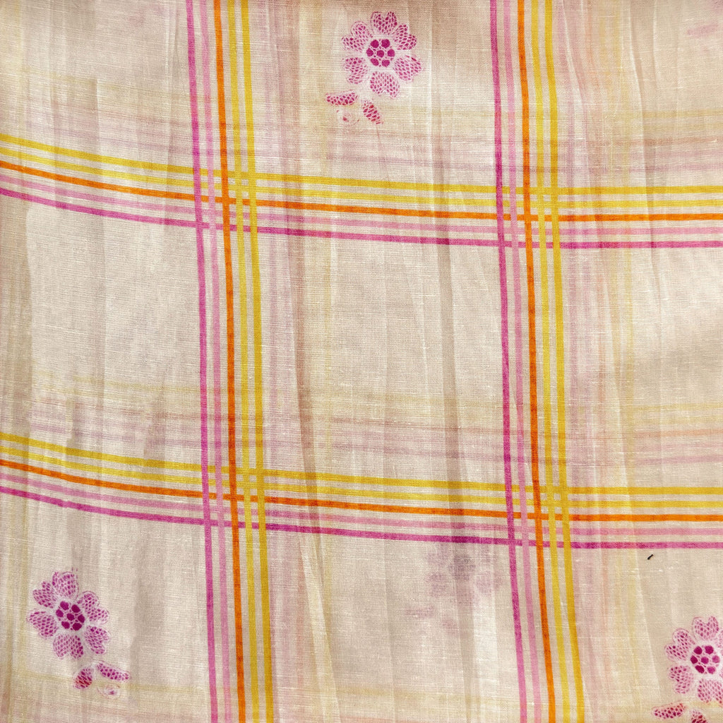 After Summer Linen Fabric fabric Peach & Yellow-Lilac Linen Fabric