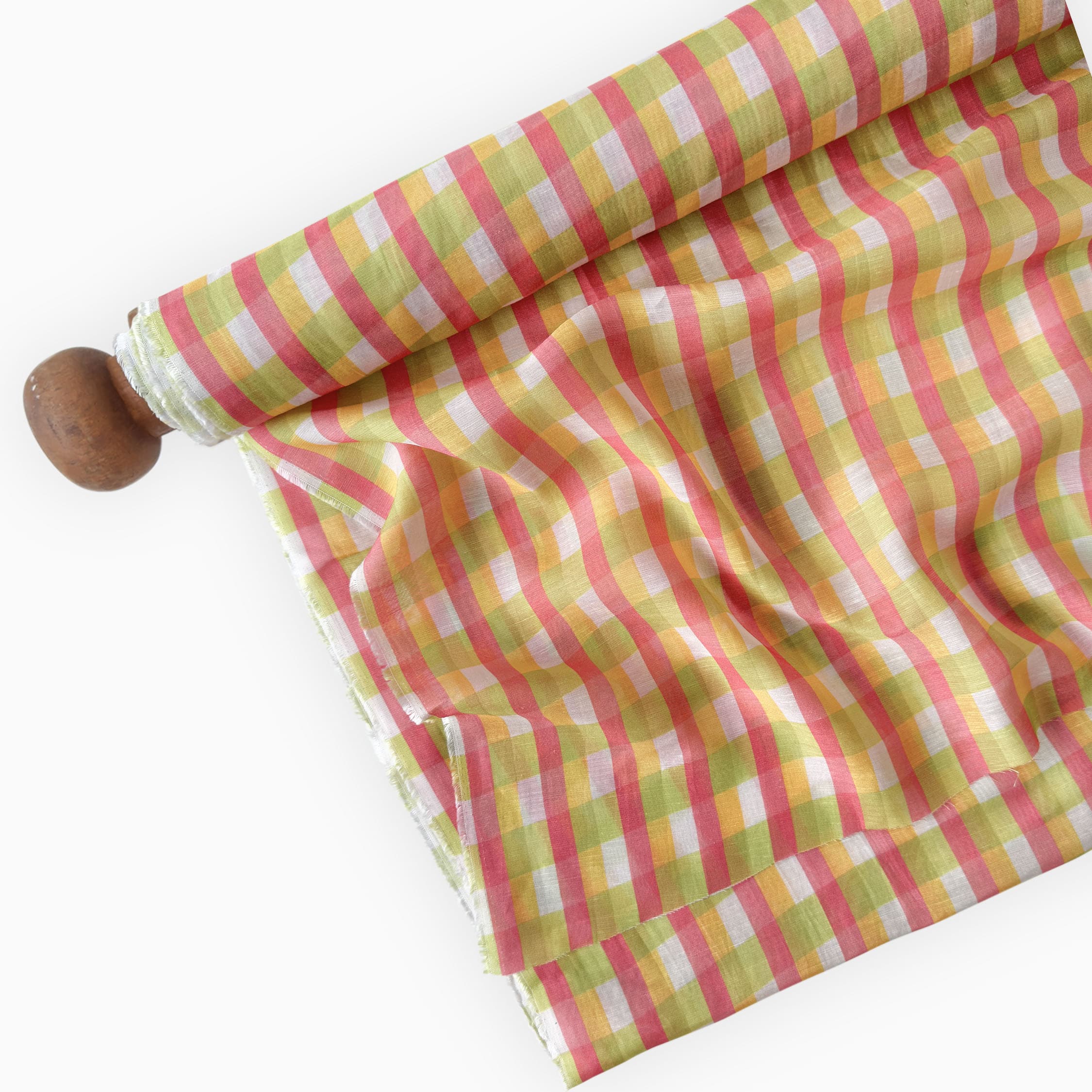 After Summer Linen Fabric fabric Salmon Pink & Yellow Linen Fabric