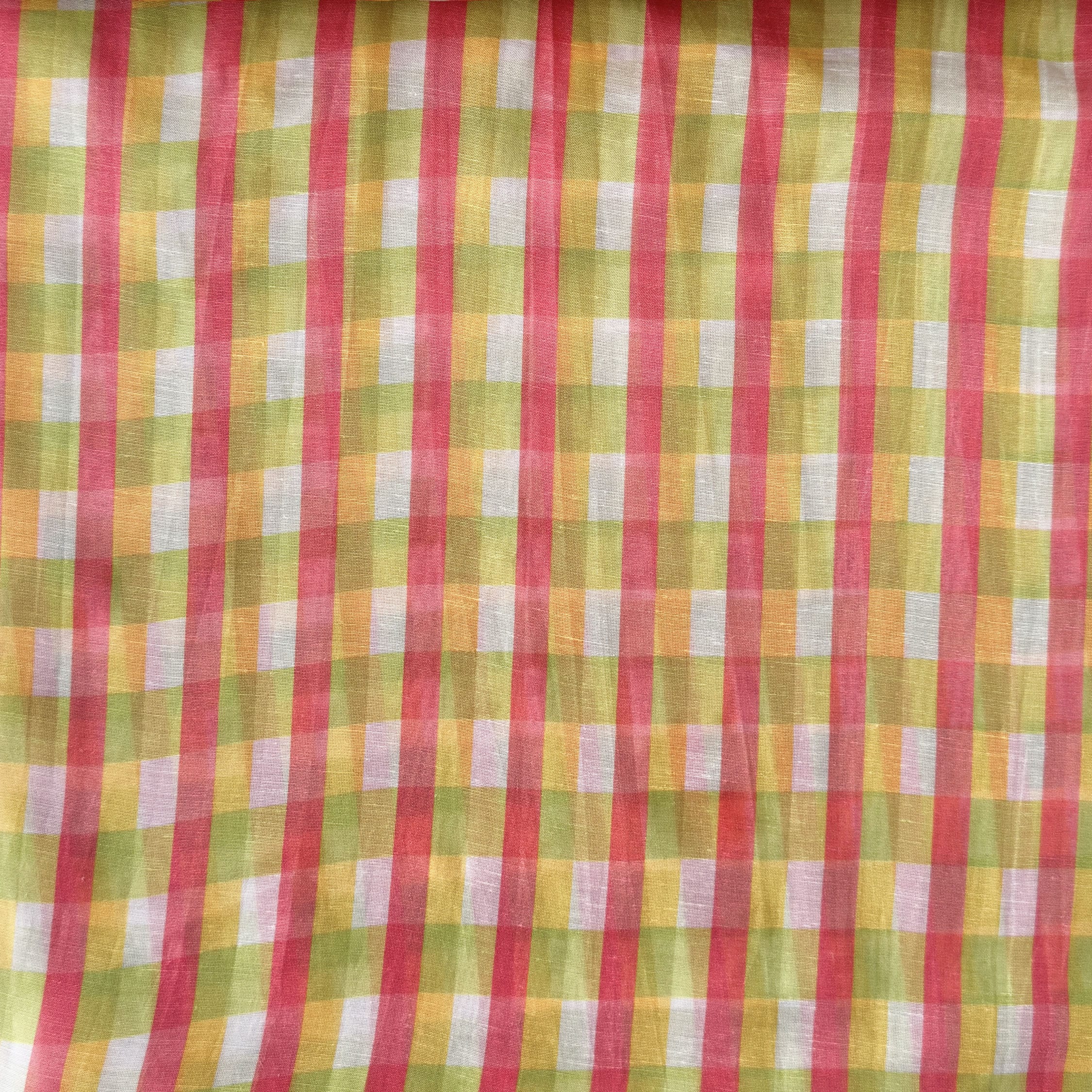 After Summer Linen Fabric fabric Salmon Pink & Yellow Linen Fabric