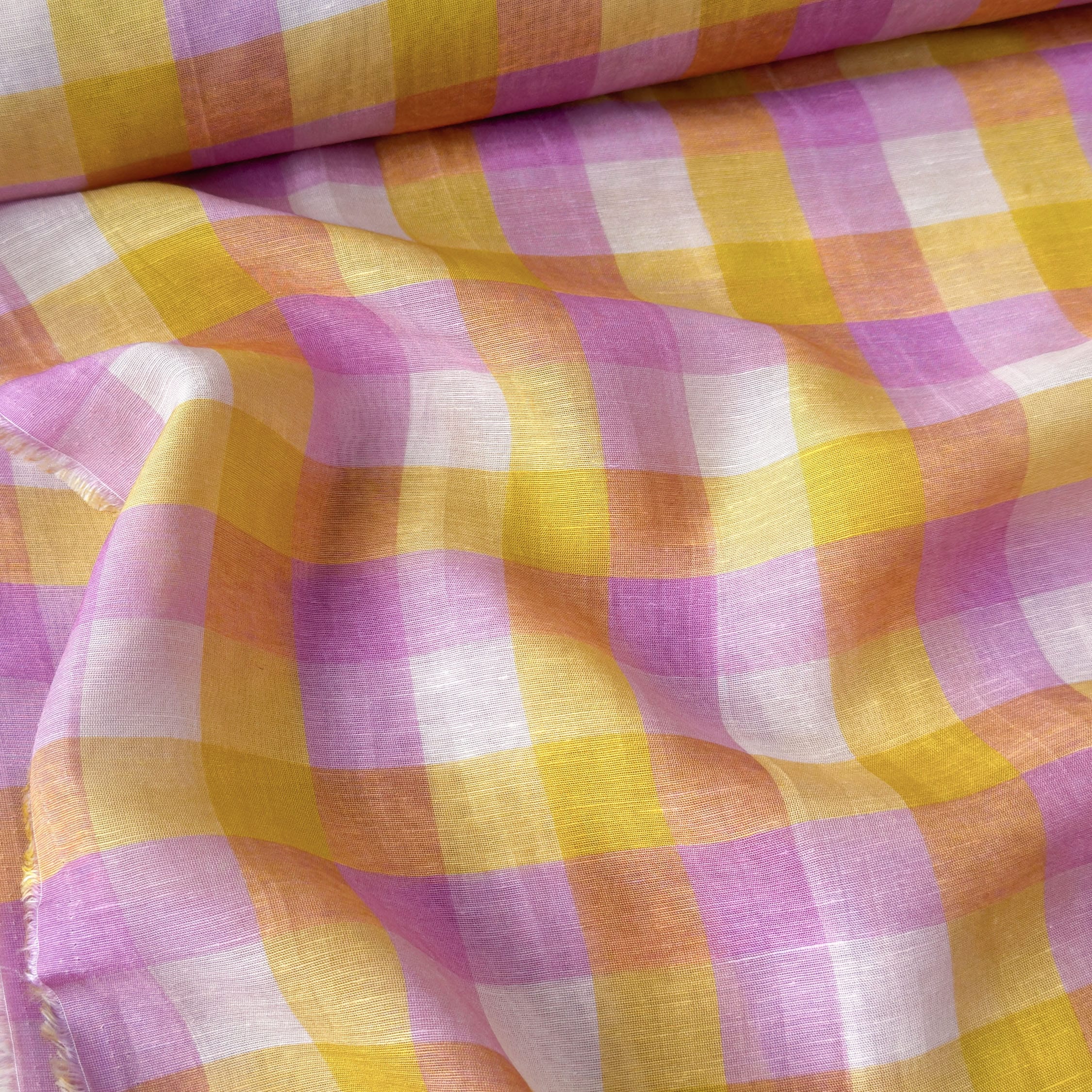 After Summer Linen Fabric fabric Yellow & Lilac Linen Fabric