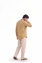 Khaki Pure Cotton Linen Shirt Piece
