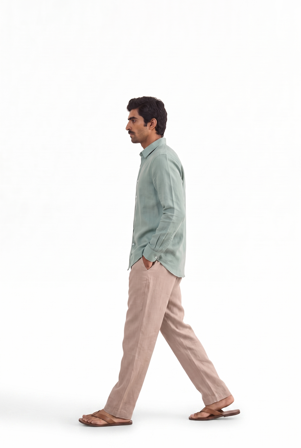 Aquamarine Pure Cotton Linen Shirt Piece