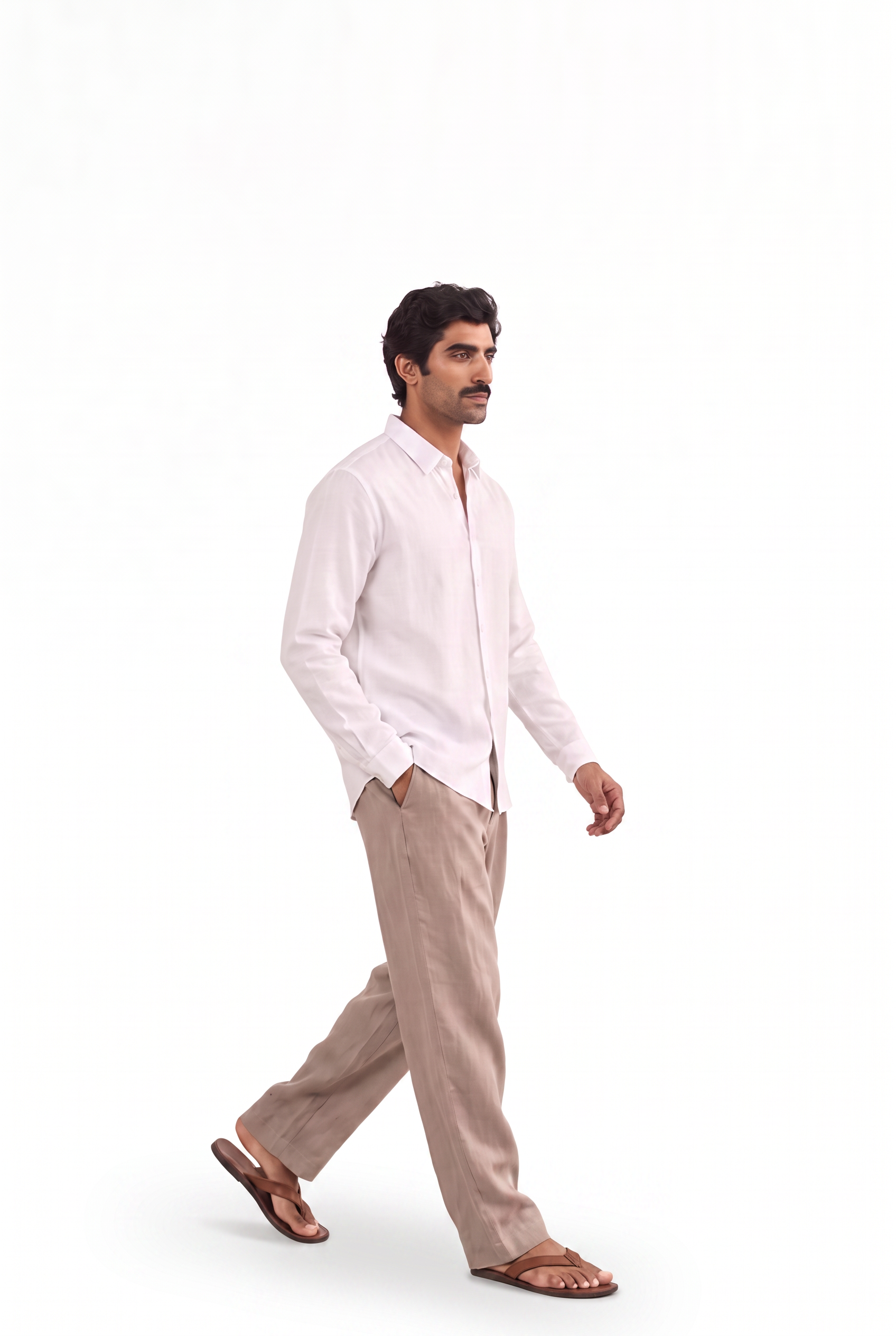 Snow White Cotton Linen Shirt Piece
