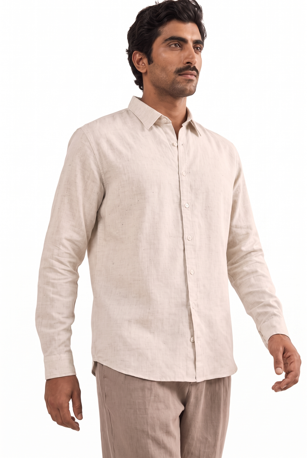 Natural White Cotton Linen Shirt Piece