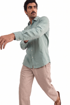Aquamarine Pure Cotton Linen Shirt Piece