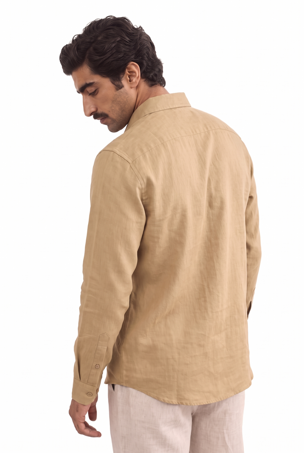 Khaki Pure Cotton Linen Shirt Piece