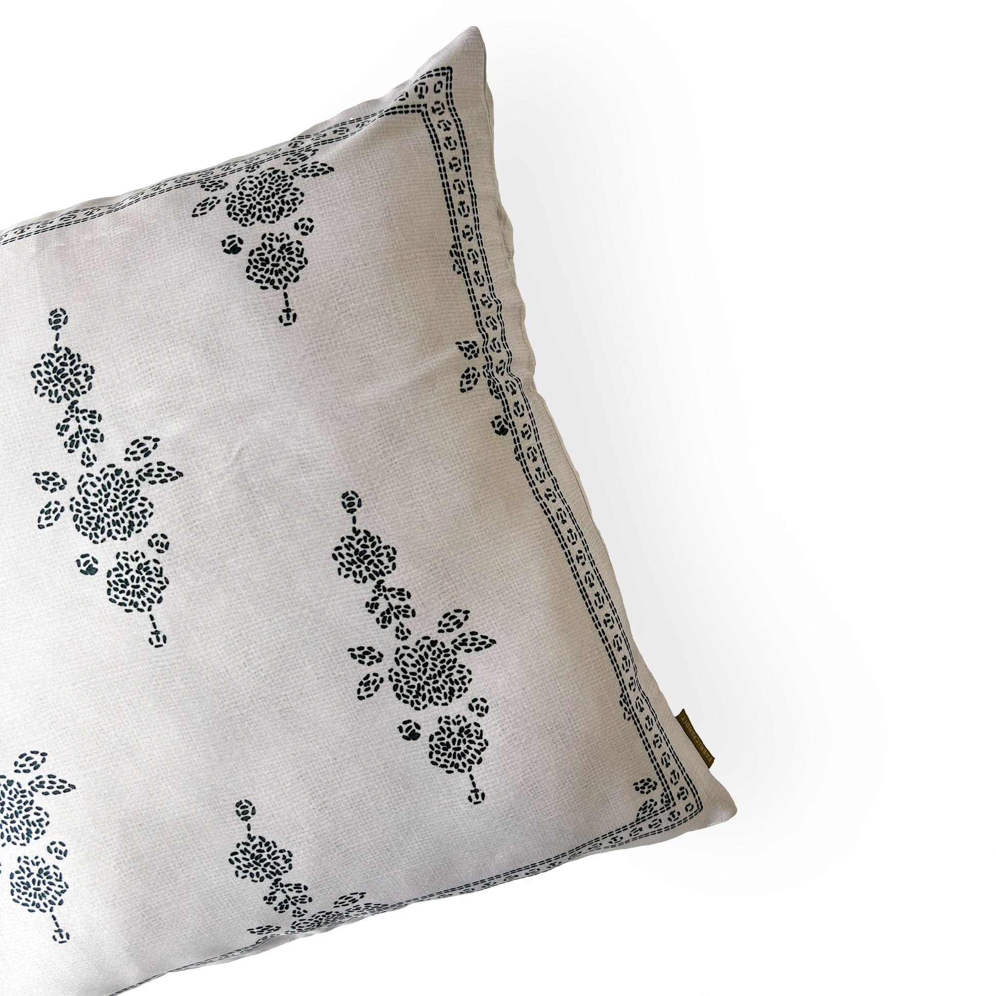 Baby Satin Cushion Covers Home Beige & Black Floral Kantha Printed Premium Satin Cushion Covers (16X16)