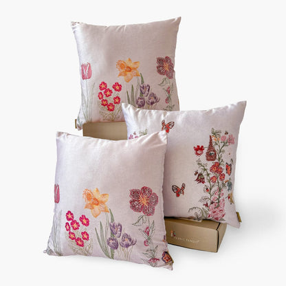 Baby Satin Cushion Covers Home Fresh Blooms Printed Premium Satin Cushion Covers Set of 3 (16X16)