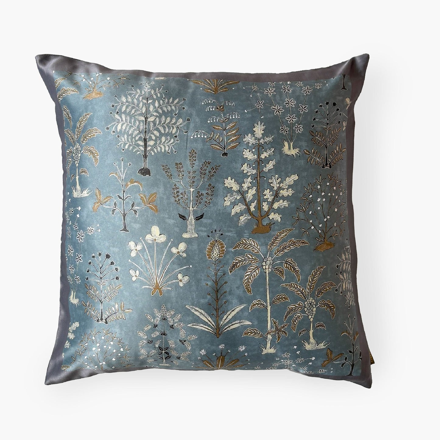 Baby Satin Cushion Covers Home Light Grey Abstract Garden Printed Premium Satin Cushion Covers (16X16)