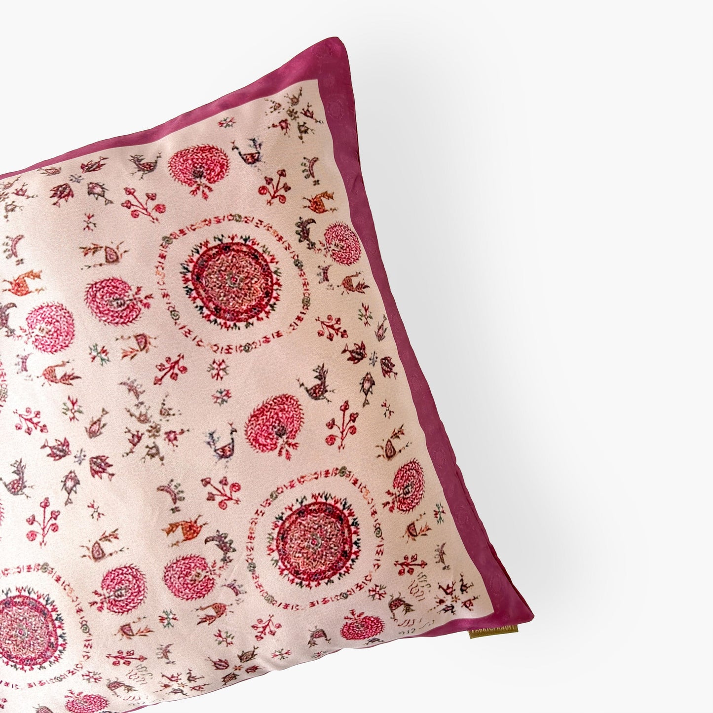 Baby Satin Cushion Covers Home Light Magenta Tribal Art Printed Premium Satin Cushion Covers (16X16)