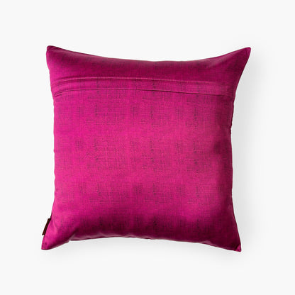 Baby Satin Cushion Covers Home Magenta & Off-White Abstract Flower Printed Premium Satin Cushion Covers (16X16)