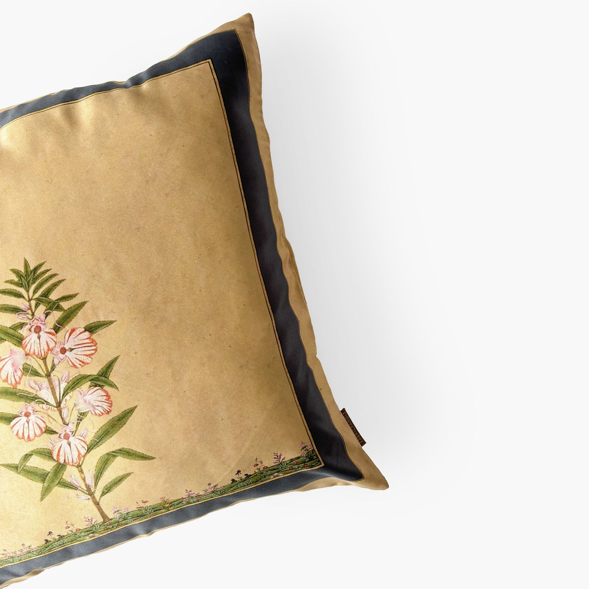 Baby Satin Cushion Covers Home Royal Yellow Vintage Flower Printed Premium Satin Cushion Covers (16X16)