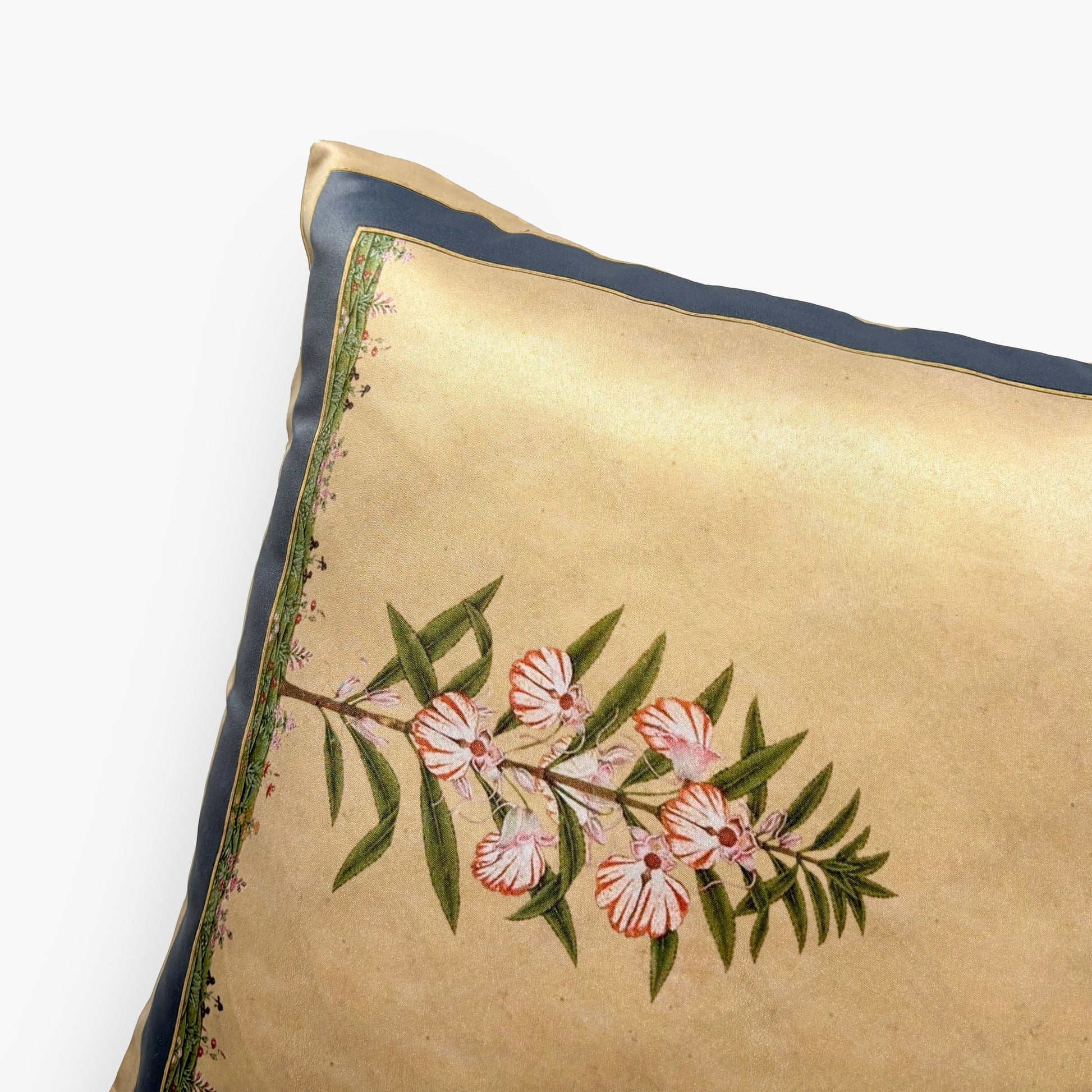 Baby Satin Cushion Covers Home Royal Yellow Vintage Flower Printed Premium Satin Cushion Covers (16X16)