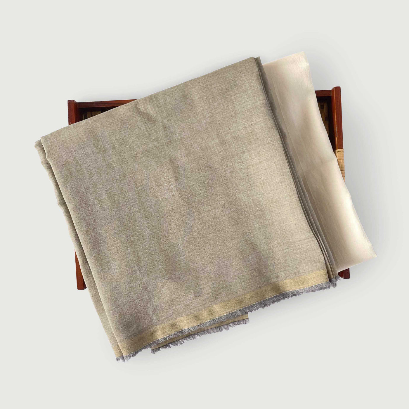 Blended Silk Linen Kurta Set Kurta Set Unisex Light Grey Color | Blended Silk Linen Kurta Fabric (1.80 Meters | Width 58 Inches) | and Cotton Pyjama (2.5 Meters) | Unstitched Combo Set