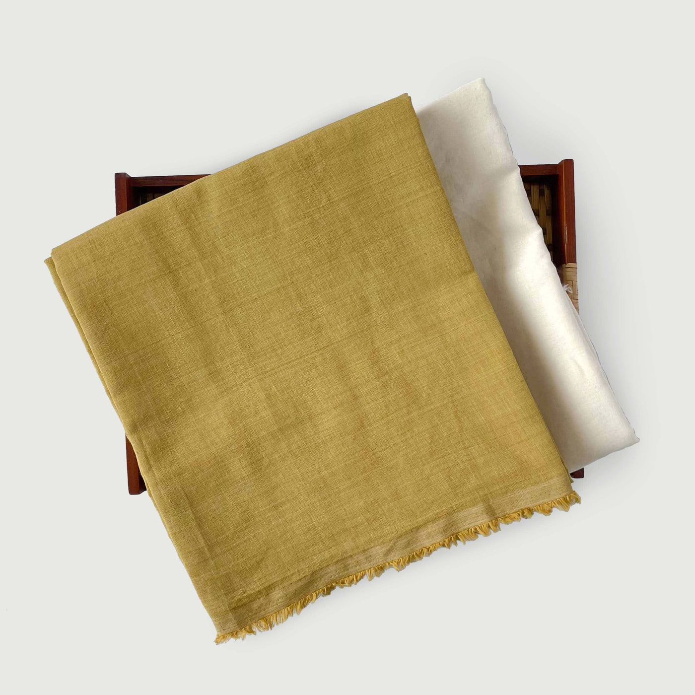Blended Silk Linen Kurta Set Kurta Set Unisex Mustard Yellow Color | Blended Silk Linen Kurta Fabric (1.80 Meters) | And Cotton Pyjama (2.5 Meters) | Unstitched Combo Set