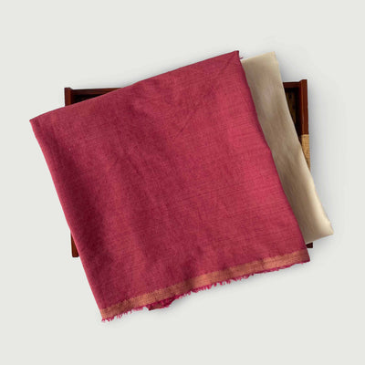 Blended Silk Linen Kurta Set Kurta Set Unisex Rani Red Color | Blended Silk Linen Kurta Fabric (1.80 Meters) | And Cotton Pyjama (2.5 Meters) | Unstitched Combo Set