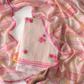 Blooms & Knots Unstitched Suit Unstitched Suit Blush Pink Chanderi Suit Set