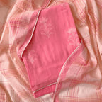 Blooms & Knots Unstitched Suit Unstitched Suit Bright Peach Chanderi Suit Set