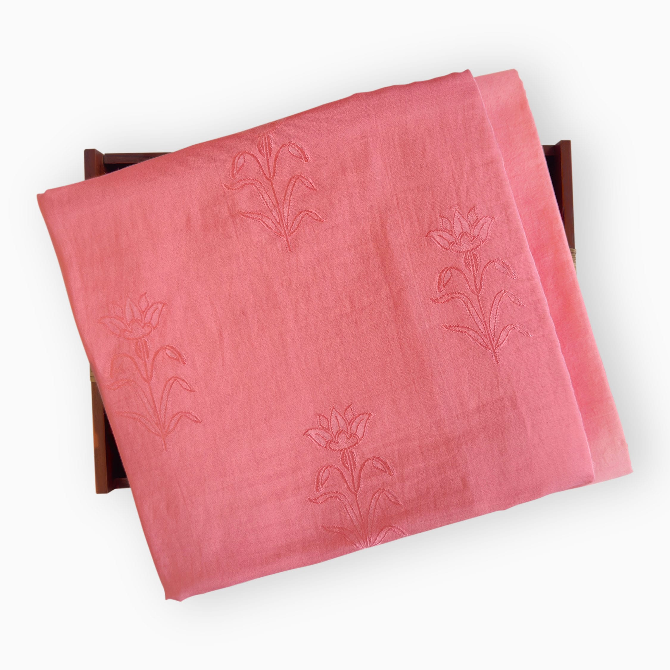 Blooms & Knots Unstitched Suit Unstitched Suit Bright Peach Mul Chanderi Suit Set