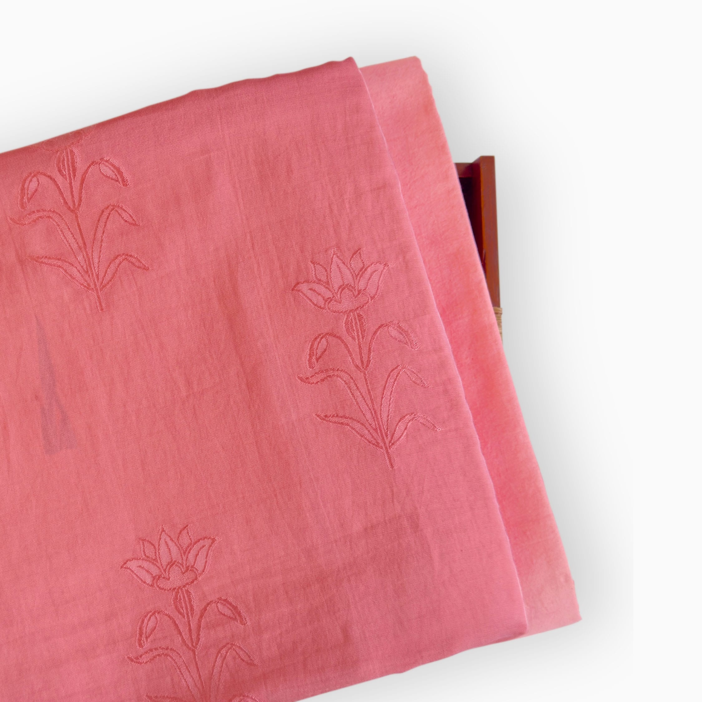 Blooms & Knots Unstitched Suit Unstitched Suit Bright Peach Mul Chanderi Suit Set