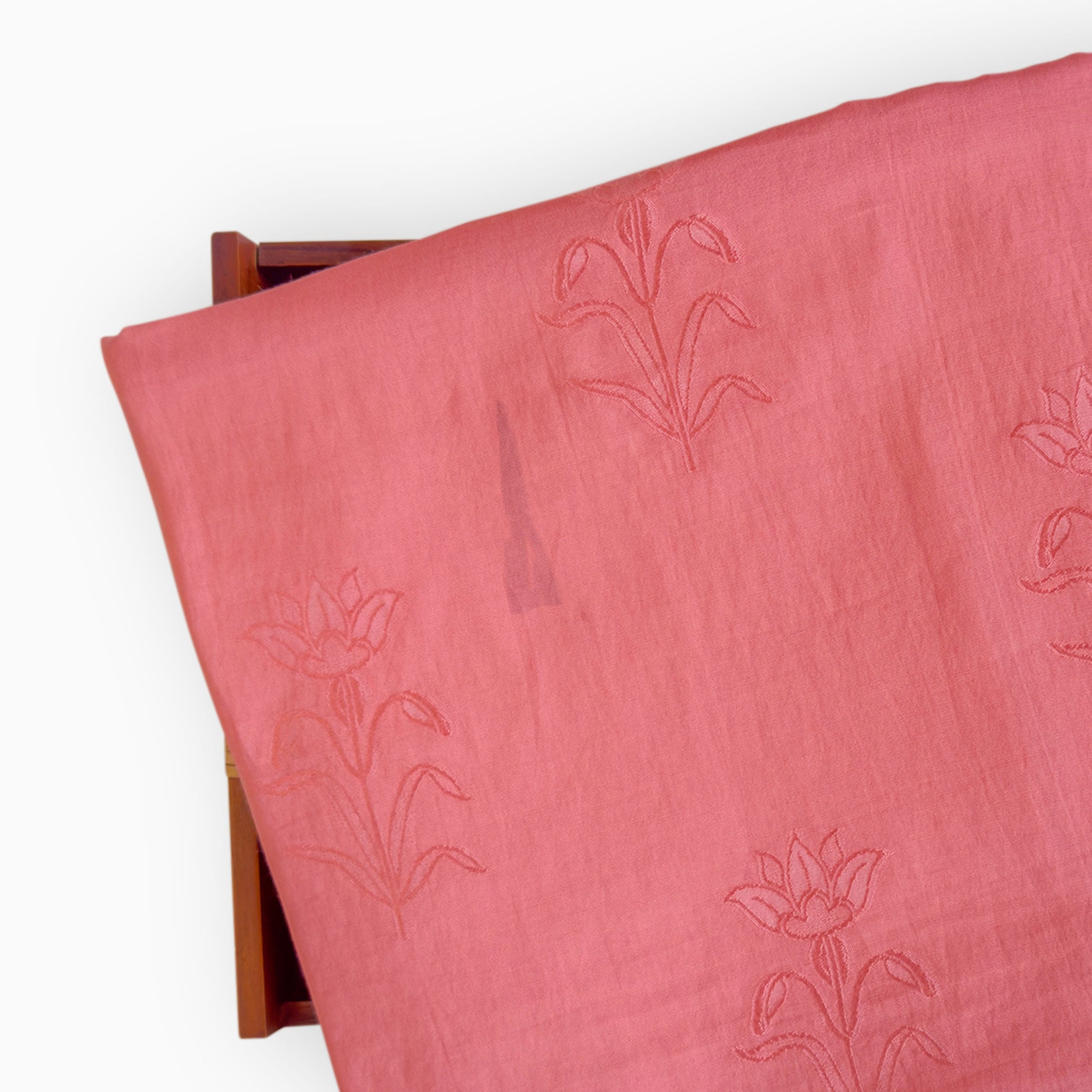 Blooms & Knots Unstitched Suit Unstitched Suit Bright Peach Mul Chanderi Suit Set