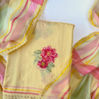 Blooms & Knots Unstitched Suit Unstitched Suit Bright Yellow Mul Chanderi Suit Set