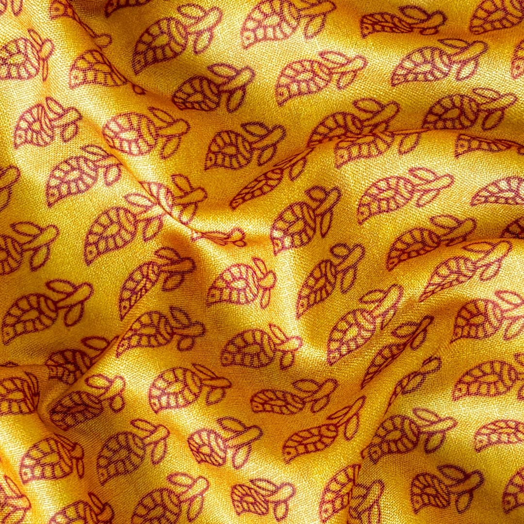 Blouse Piece Blouse Piece 0.70 MTR Bright Yellow Traditional Paisley Printed Velvet Blouse Piece (0.70 Meter Piece | Width 38 Inches)