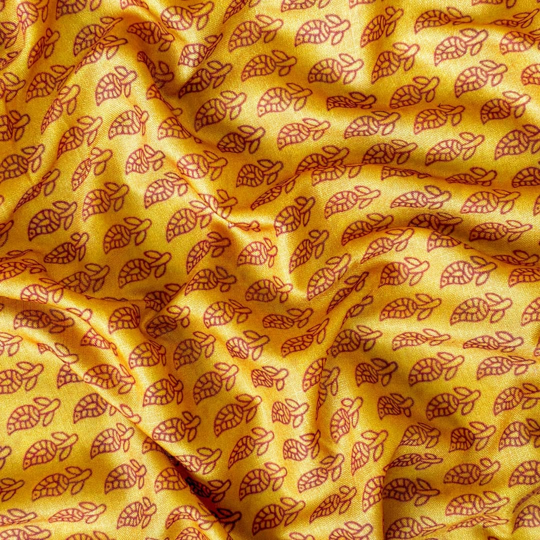 Blouse Piece Blouse Piece 0.70 MTR Bright Yellow Traditional Paisley Printed Velvet Blouse Piece (0.70 Meter Piece | Width 38 Inches)