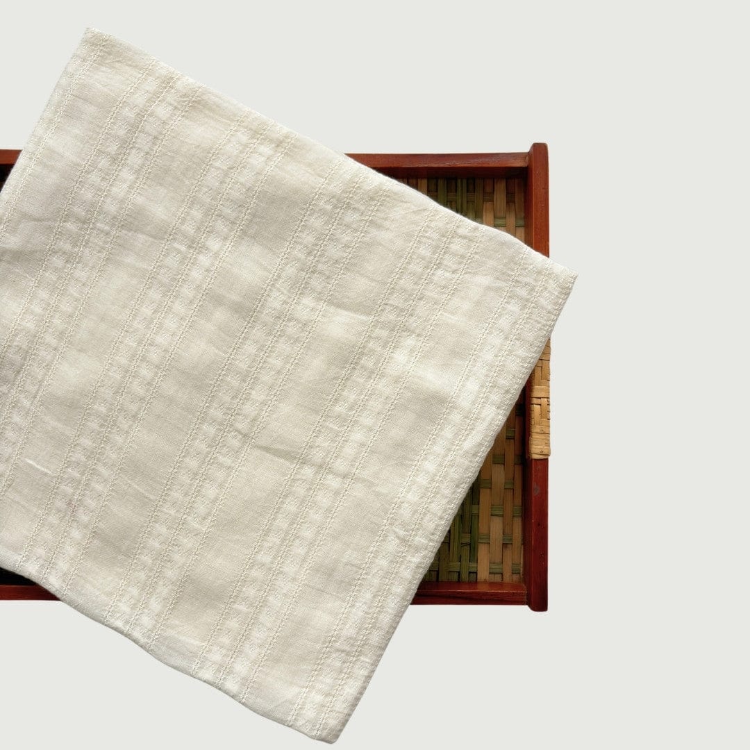 Blouse Piece Blouse Piece 0.90 MTR Off-White Intricate Stripes Woven Pure Cotton Blouse Piece (0.90 Meter Piece | Width 42 Inches)