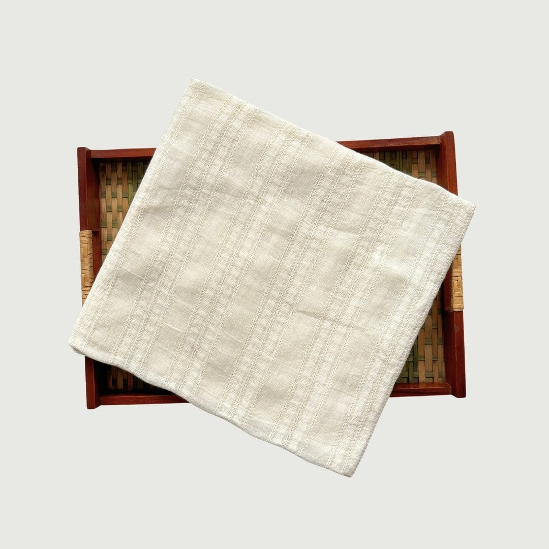 Blouse Piece Blouse Piece 0.90 MTR Off-White Intricate Stripes Woven Pure Cotton Blouse Piece (0.90 Meter Piece | Width 42 Inches)