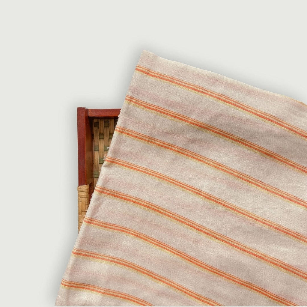 Blouse Piece Blouse Piece 1 MTR Orange Stripes Woven Soft Munga Blouse Piece (1 Meter Piece | Width 44 Inches)