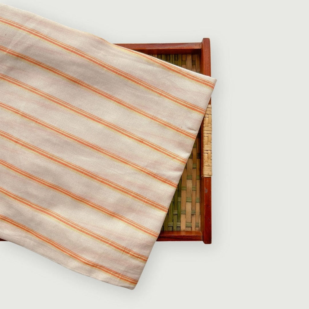 Blouse Piece Blouse Piece 1 MTR Orange Stripes Woven Soft Munga Blouse Piece (1 Meter Piece | Width 44 Inches)