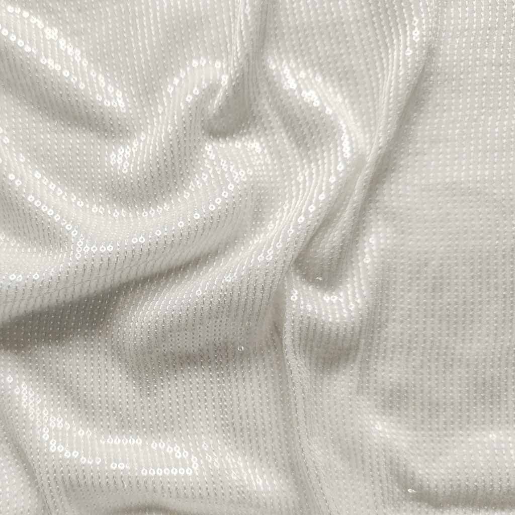 Blouse Piece Blouse Piece 1 MTR White Sequence Stripes Embroidered Blouse Piece (1 Meter Piece | Width 46 Inches)