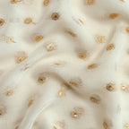 Blouse Piece Blouse Piece Beige & Golden Georgette Blouse Piece