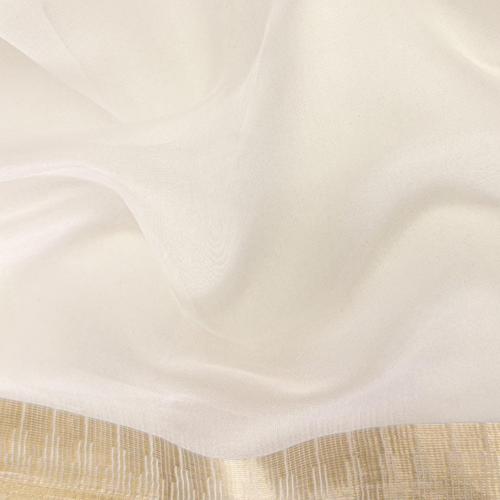 Blouse Piece Blouse Piece Off-White & Golden Organza Blouse Piece