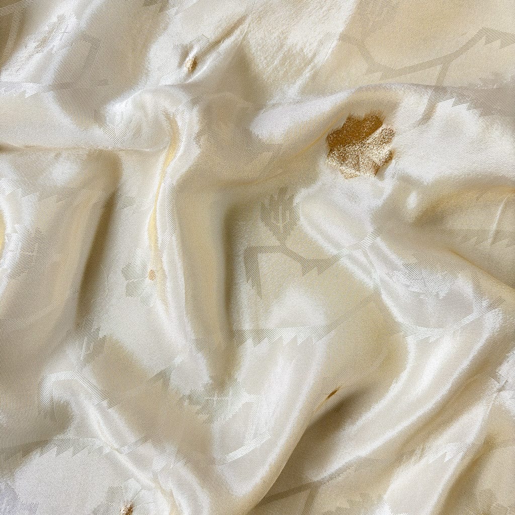 Blouse Piece Blouse Piece Pure Gold Geomtric Floral Woven Tissue Blouse Piece (Width 44 Inches)